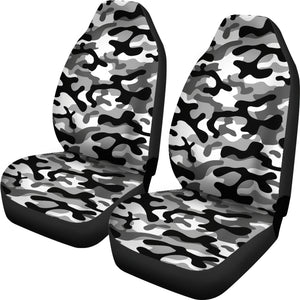 Black White Camo Camouflage Pattern Universal Fit Car Seat Covers