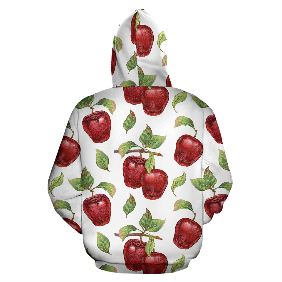 Red Apples Pattern Zip Up Hoodie