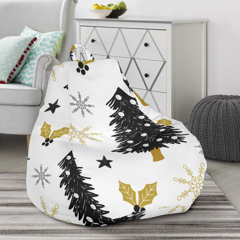 Christmas Tree Holly Snow Star Pattern Bean Bag Cover
