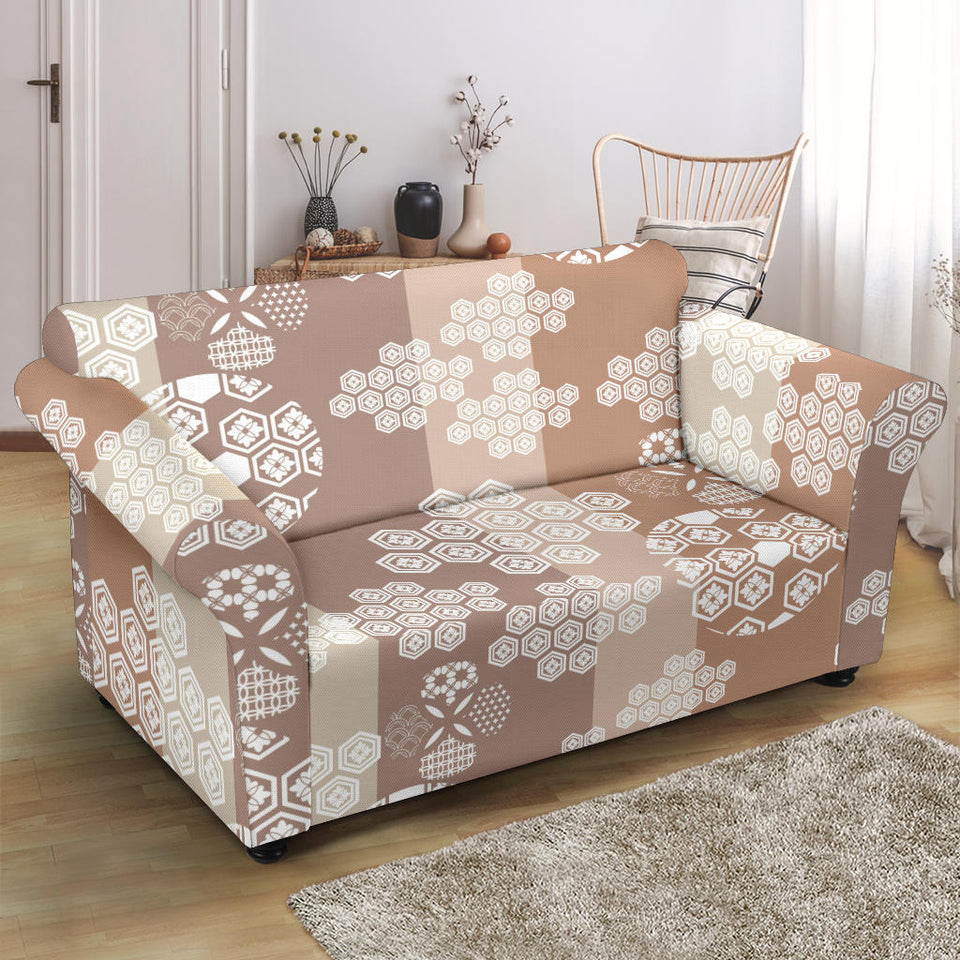 Beautiful Hexagon Japanese  Pattern Loveseat Couch Slipcover