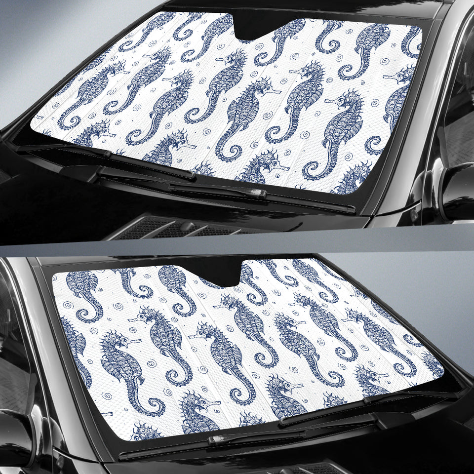 Seahorse Pattern Background Car Sun Shade