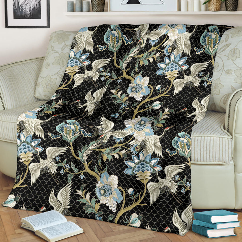 Japanese Crane Ornament Elements Premium Blanket