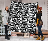 Black White Camo Camouflage Pattern Premium Quilt