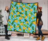 Banana Leaves Banana Design Pattern Premium Quilt