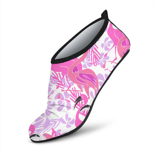 Pink Flamingo Flower Pattern Aqua Shoes