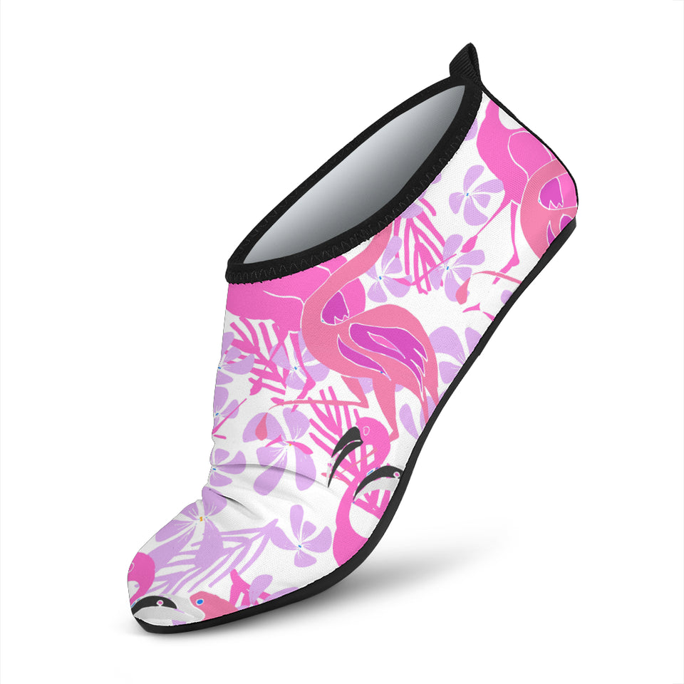 Pink Flamingo Flower Pattern Aqua Shoes