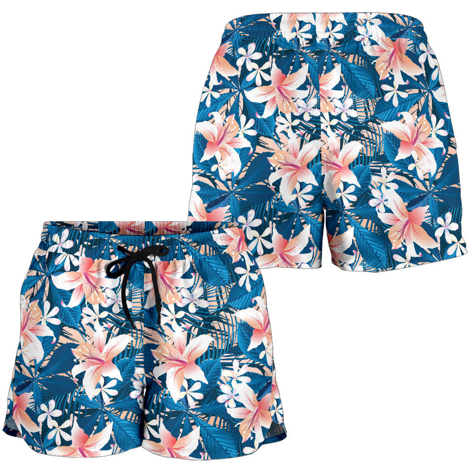 Hibiscus Pattern Print Design 02 Women Shorts