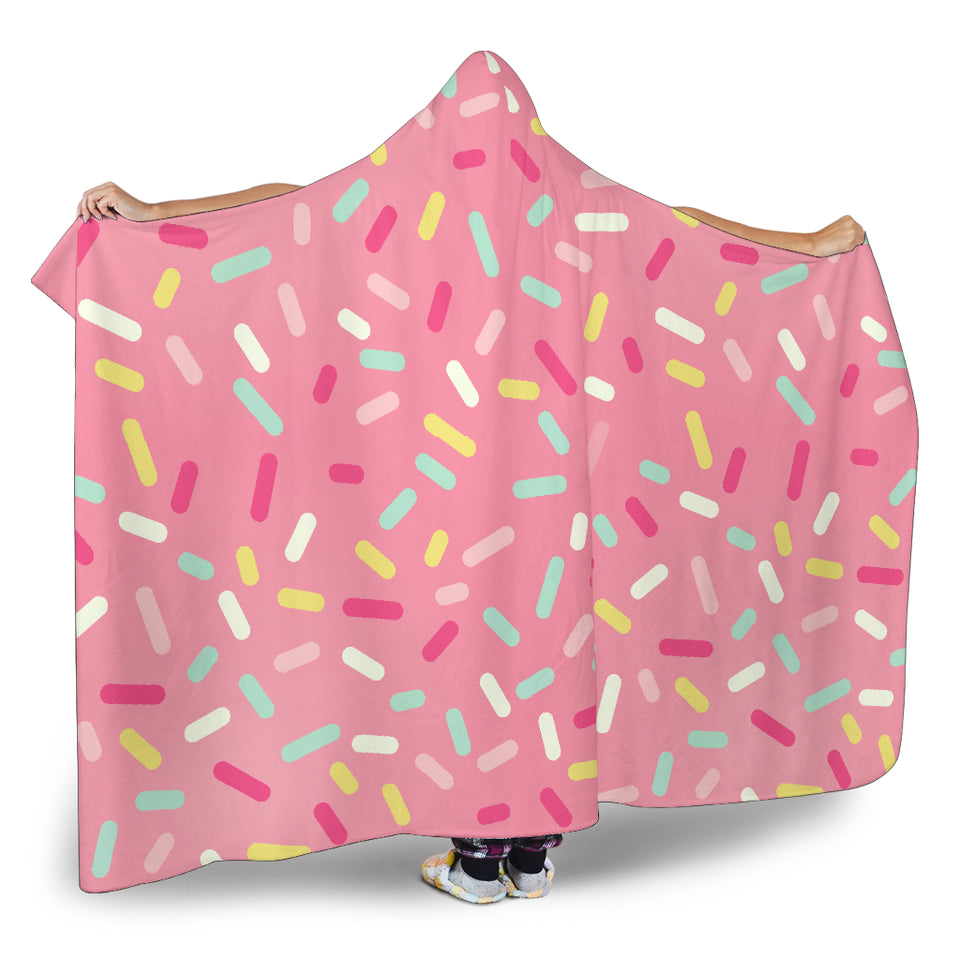 Pink Donut Glaze Candy Pattern Hooded Blanket