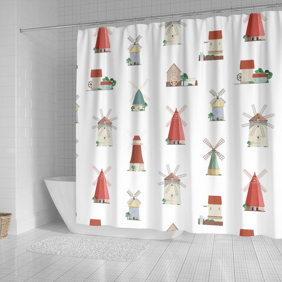 Windmill Design Pattern Shower Curtain Fulfilled In US