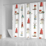 Windmill Design Pattern Shower Curtain Fulfilled In US
