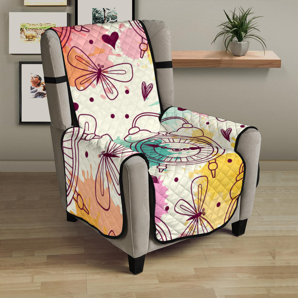 Clock butterfly pattern Chair Cover Protector