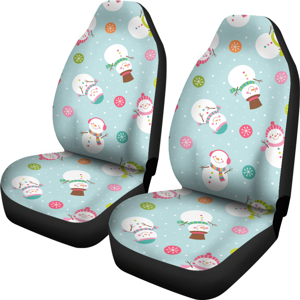 Cute Snowman Snowflake Pattern  Universal Fit Car Seat Covers