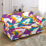 Colorful Crow Illustration Pattern Loveseat Couch Slipcover