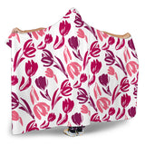 Pink Sketch Tulip Pattern Hooded Blanket
