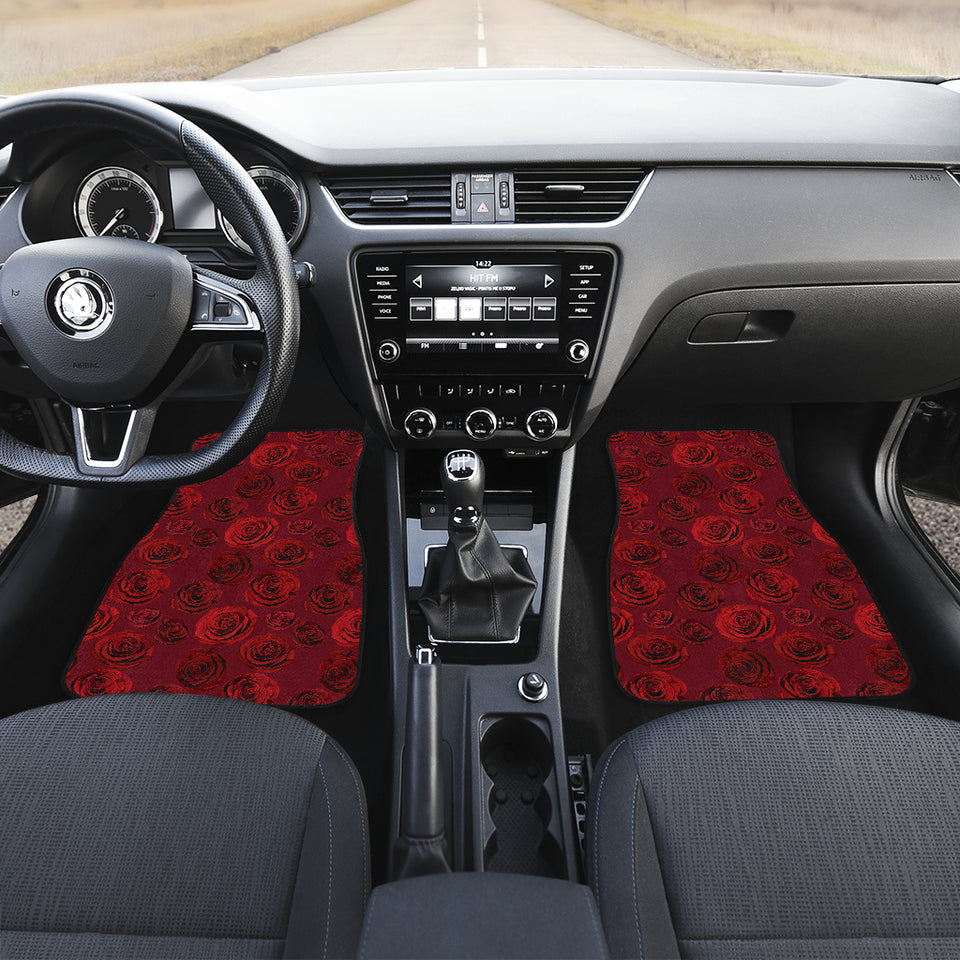Rose Pattern Print Design 03 Front and Back Car Mats