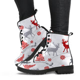 Deer Tree Snowflakes Chrismas Pattern Leather Boots