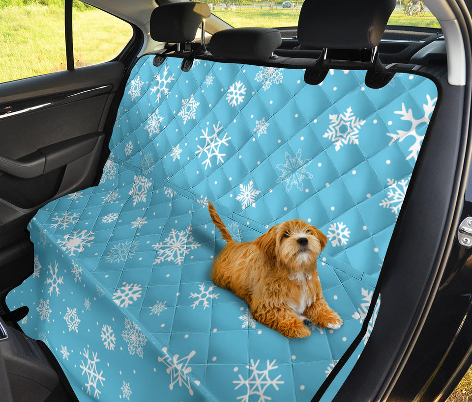 Snowflake Pattern Blue Background Dog Car Seat Covers