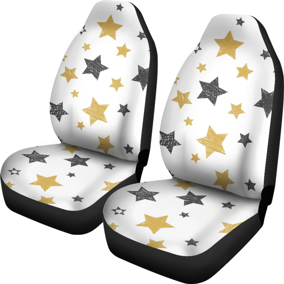 Hand Drawn Gold Black Star Pattern  Universal Fit Car Seat Covers