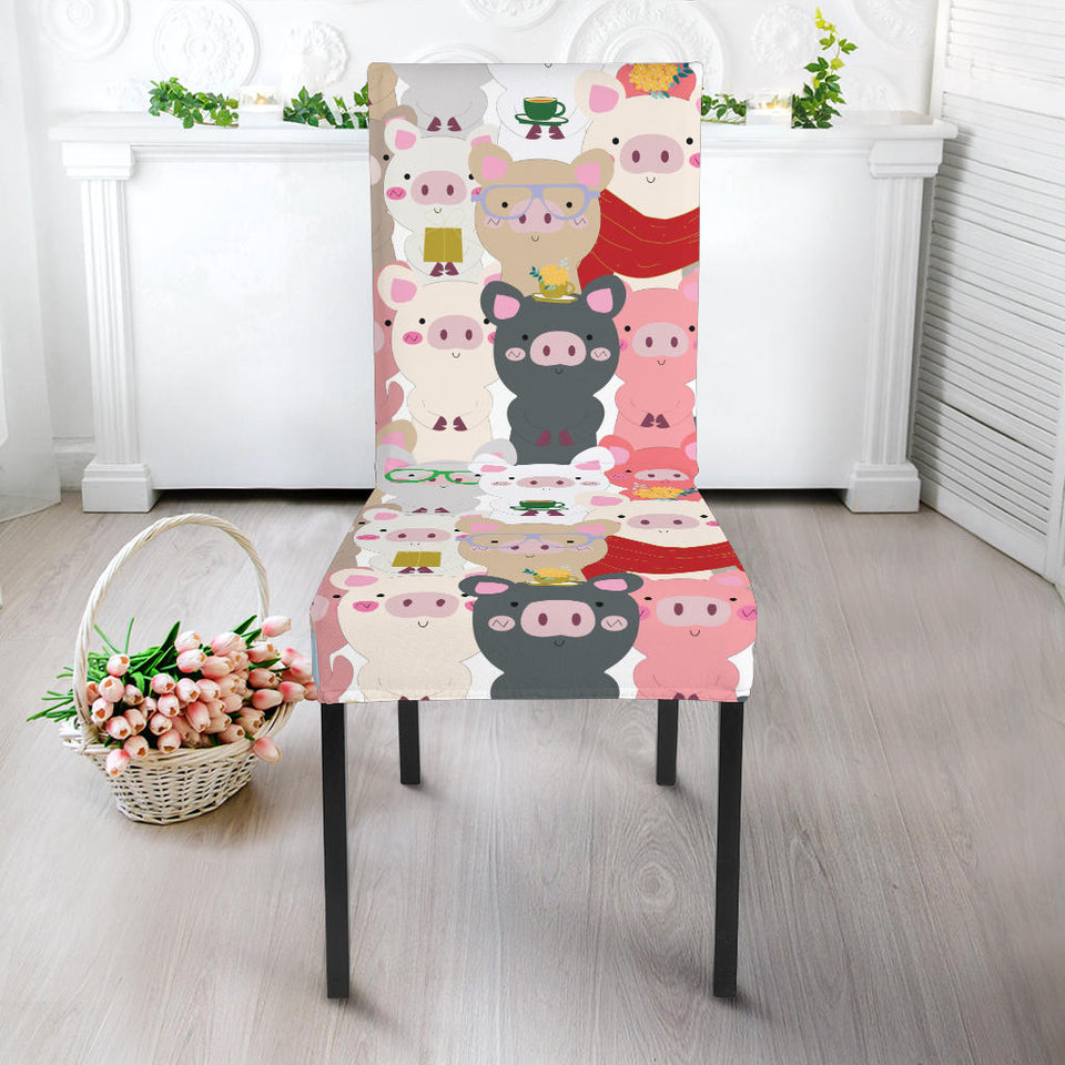 Pig Pattern Print Design 02 Dining Chair Slipcover