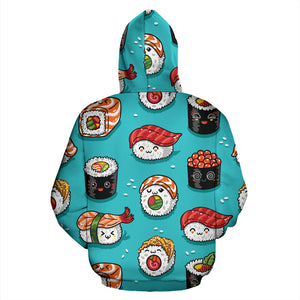 Cute Sushi Pattern Zip Up Hoodie