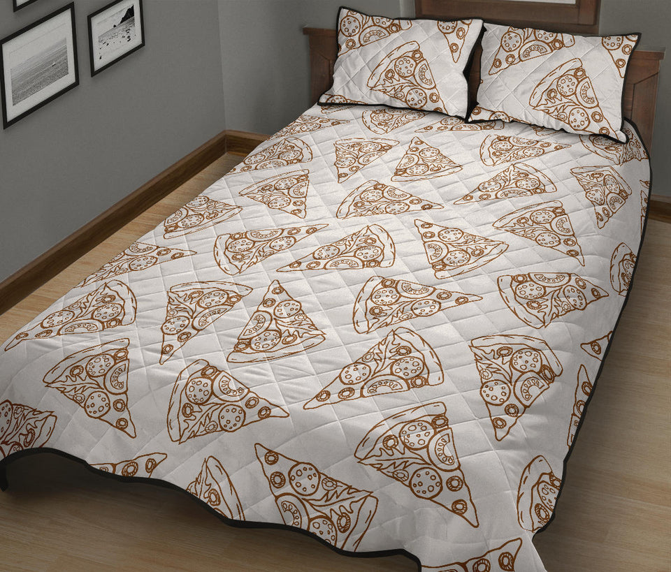 Hand drawn pizza pattern Quilt Bed Set
