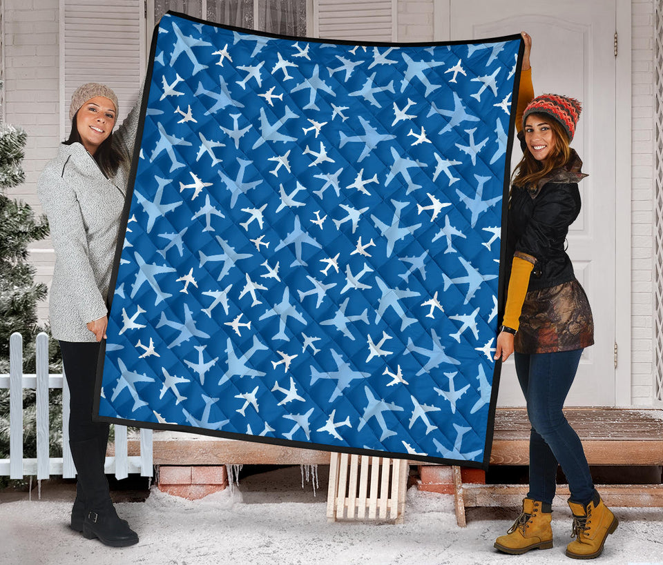 Airplane Pattern In The Sky Premium Quilt