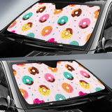Donut Pattern Glaze Pink Background Car Sun Shade