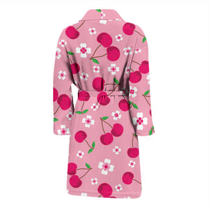 Cherry Flower Pattern Pink Background Men'S Bathrobe