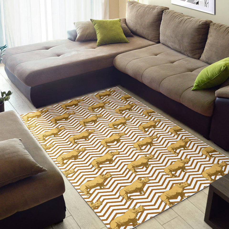 Rhino Yellow Theme Pattern Area Rug