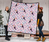 Beautiful Toucan Flower Leaves Premium Quilt