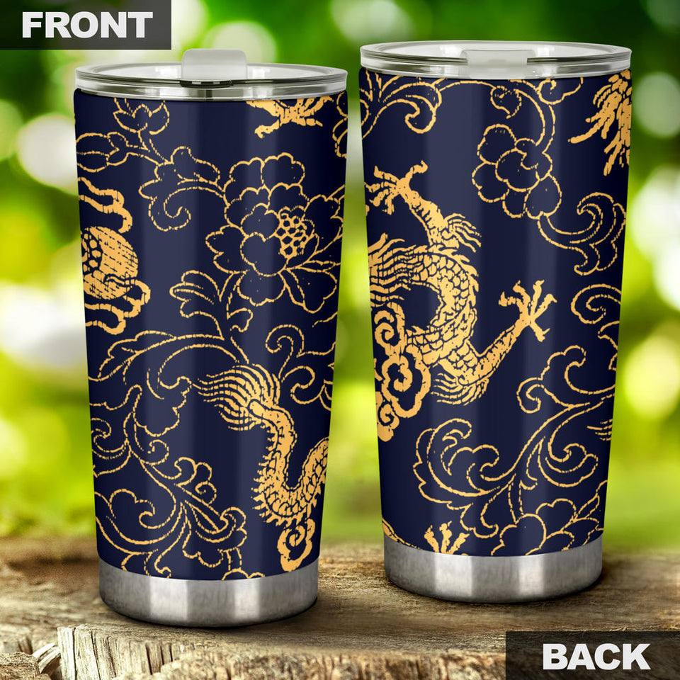 Gold Dragon Pattern Tumbler