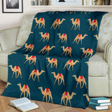 Camel Pattern Blue Blackground Premium Blanket