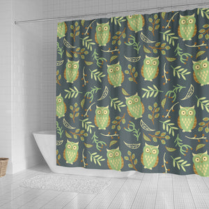 Cute Owls Leaves Pattern Shower Curtain Fulfilled In US