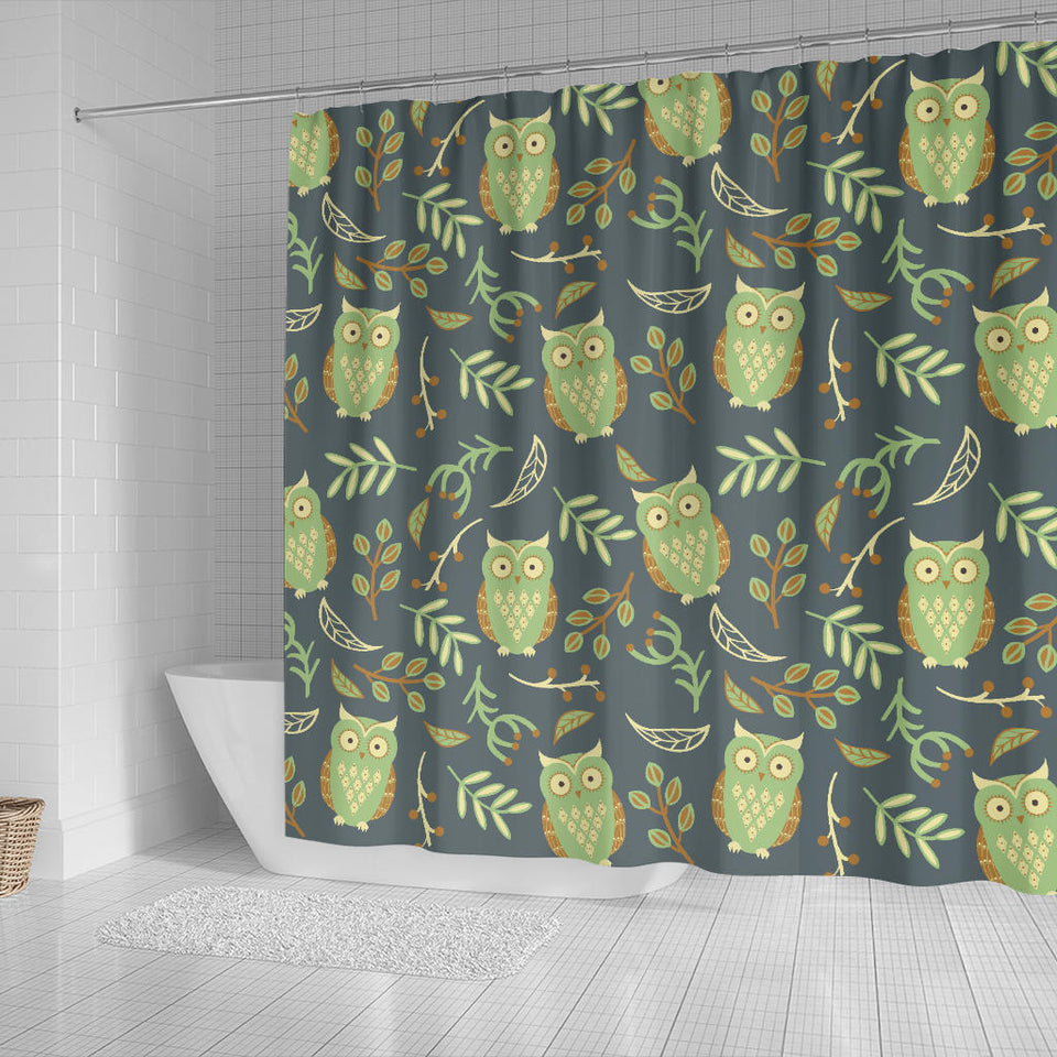 Cute Owls Leaves Pattern Shower Curtain Fulfilled In US