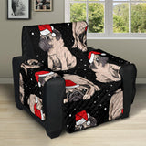Christmas Pugs Santa_s red cap pattern Recliner Cover Protector