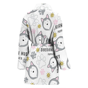 Siberian Husky Design Pattern Women'S Bathrobe