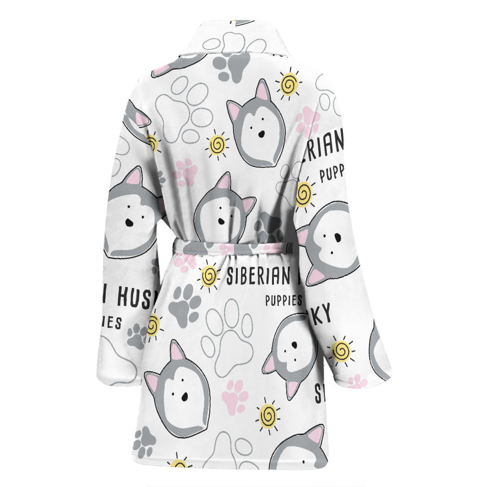Siberian Husky Design Pattern Women'S Bathrobe