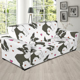 Boston Terrier Dog Hearts Vector Pattern Sofa Slipcover