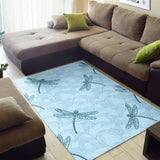 Dragonfly Pattern Blue Background Area Rug