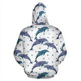 Dolphins Pattern Dotted Background Men Women Pullover Hoodie