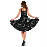 Hand Drawn Space Rocket Star Planet Sleeveless Midi Dress