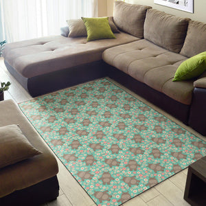 Hippopotamus Pattern Print Design 02 Area Rug