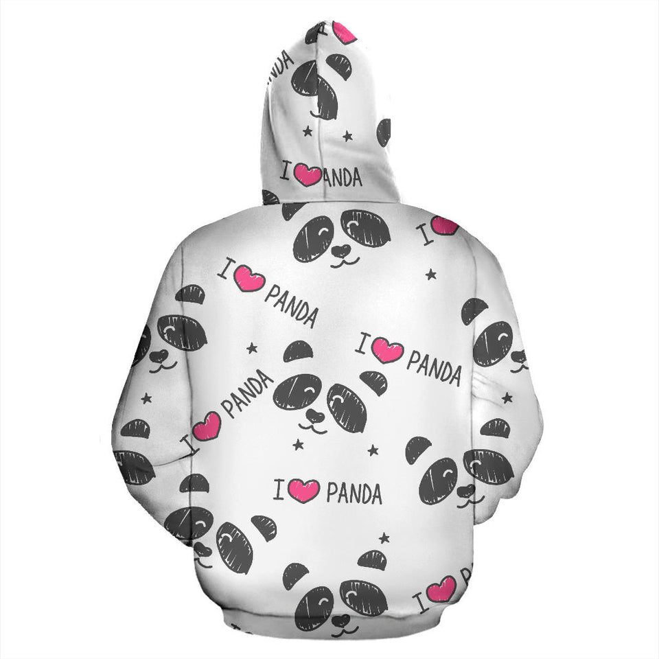 Hand Drawn Faces Of Pandas Pattern Men Women Pullover Hoodie