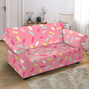 Pink Donut Glaze Candy Pattern Loveseat Couch Slipcover