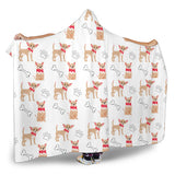 Chihuahua Bone Paw Pattern Hooded Blanket