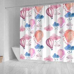 Watercolor Air Balloon Cloud Pattern Shower Curtain Fulfilled In US