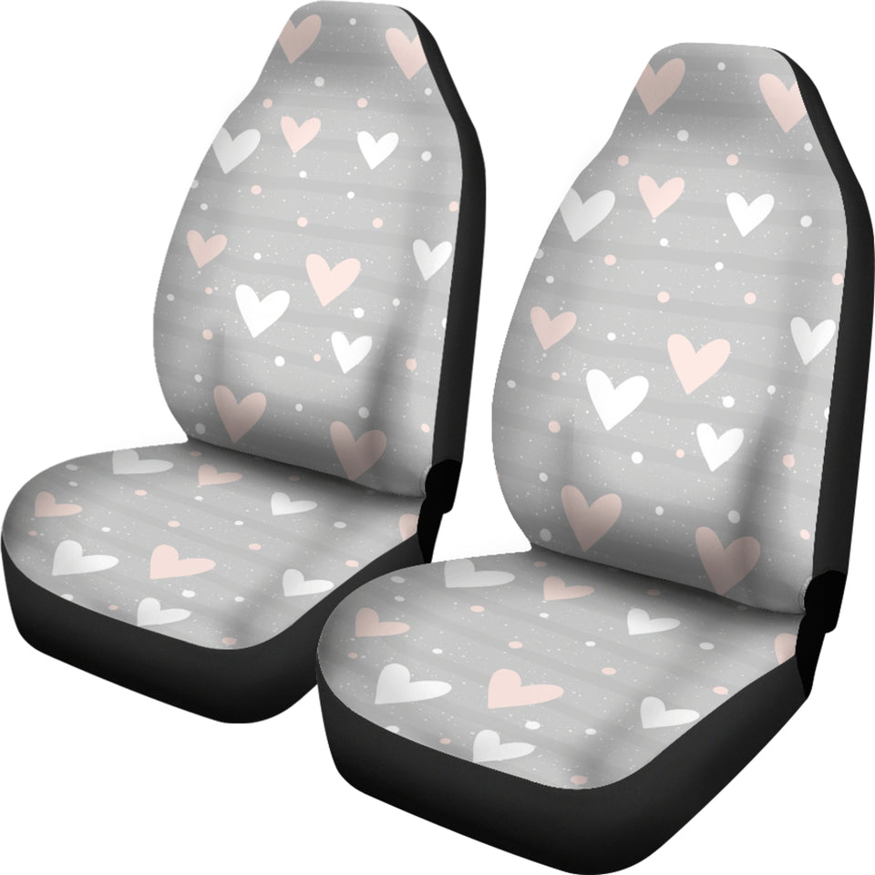Heart Pattern Gray Background Universal Fit Car Seat Covers