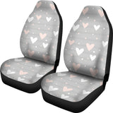 Heart Pattern Gray Background Universal Fit Car Seat Covers