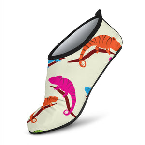 Colorful Chameleon Lizard Pattern Aqua Shoes