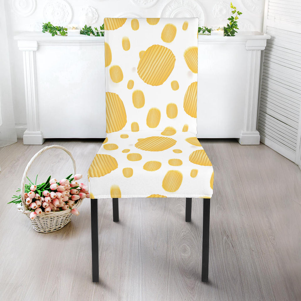 Potato Chips Pattern Print Design 03 Dining Chair Slipcover